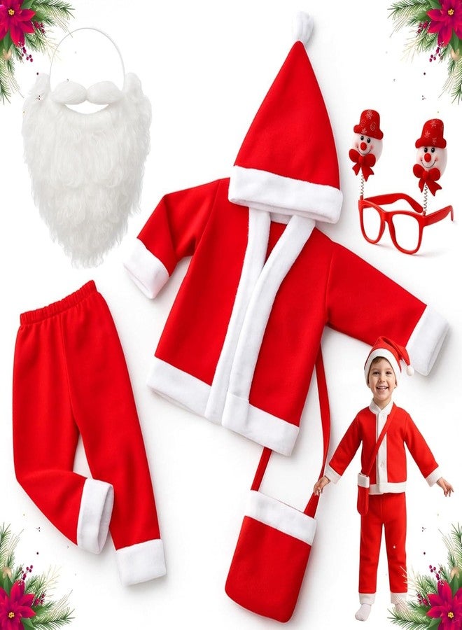 Niku Santa Claus Dress for kids Baby girl baby boy Kids | age 2-3 year | Jacket, Pant, Cap, Goggles, Beard and Pouch | Christmas dress - Image 1